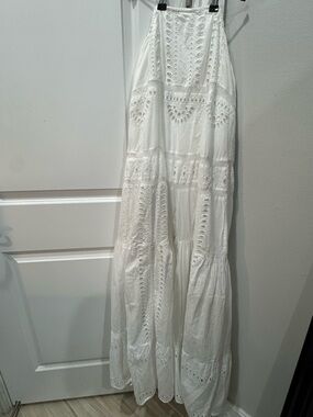 Free People White Eyelet Maxi Jumpsuit